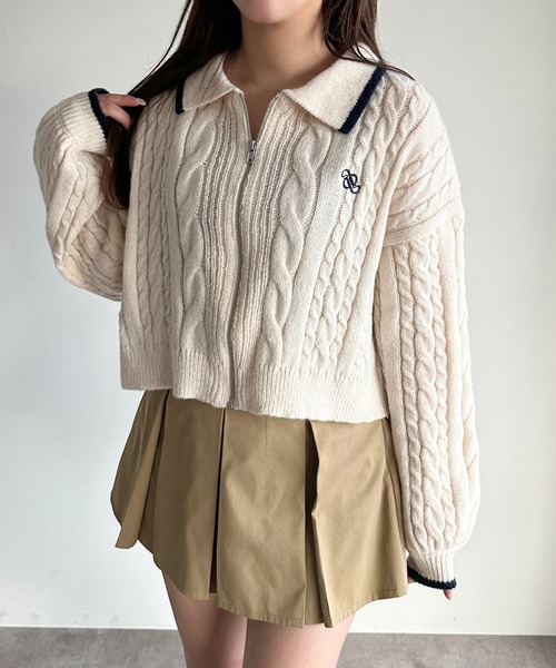 「apres jour mignon」 ニットカーディガン フリー ボルドー レディース_画像4