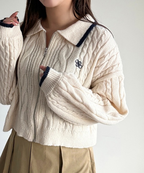 「apres jour mignon」 ニットカーディガン フリー ボルドー レディース_画像5