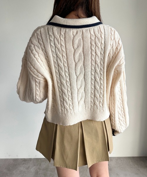 「apres jour mignon」 ニットカーディガン フリー ボルドー レディース_画像6