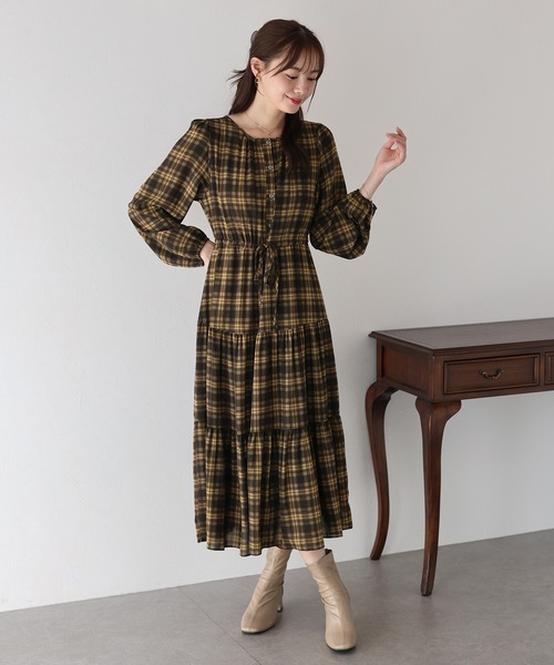 「BLUEEAST」 長袖ワンピース MEDIUM ブラウン レディース_画像5