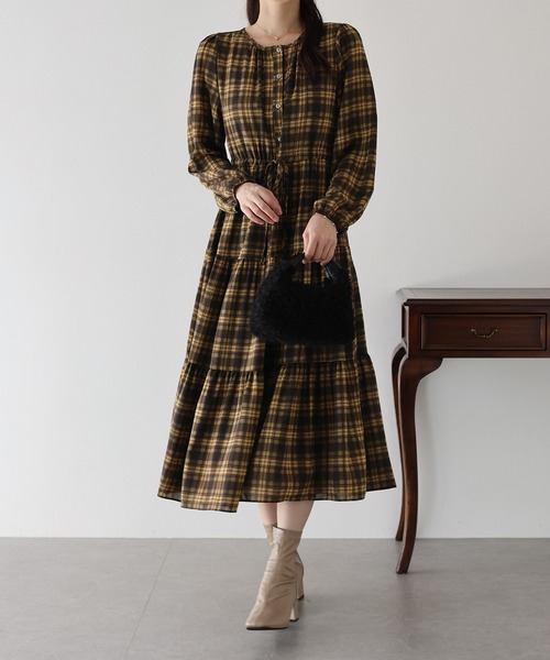 「BLUEEAST」 長袖ワンピース MEDIUM ブラウン レディース_画像6