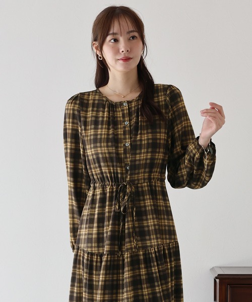 「BLUEEAST」 長袖ワンピース MEDIUM ブラウン レディース_画像7