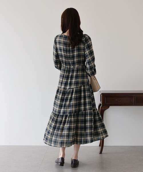 「BLUEEAST」 長袖ワンピース MEDIUM ブラウン レディース_画像9