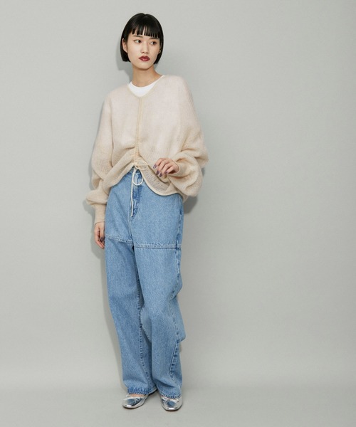 「ADAM ET ROPE'」 長袖ニット FREE ベージュ レディース_画像4