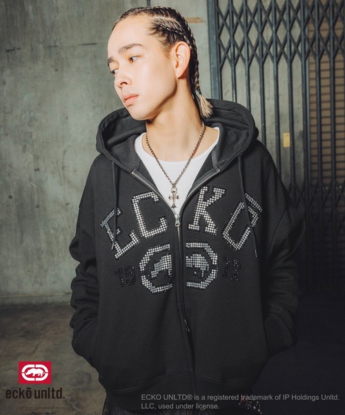 ecko unltd. パーカー ECKO UNLTD./別注ダブルジップラインストーンZIP 