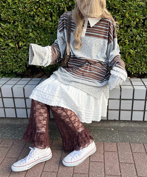 チュニック　七分袖　ラグラン袖　アルベロベロ　パッチワーク柄 WC ブラウス シャツ パッチワークラガーシャツ レディース : ZOZOTOWN