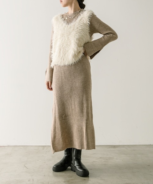 「mystic」 ニットワンピース 1 グレー レディース_画像2