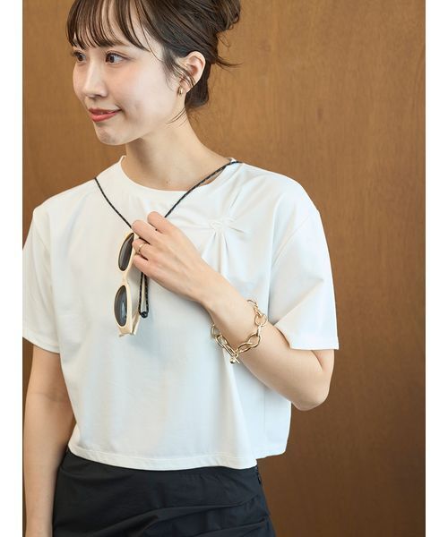 emmi tシャツ 「em」emmiロゴクロップドTシャツ/UVカット/接触冷感 