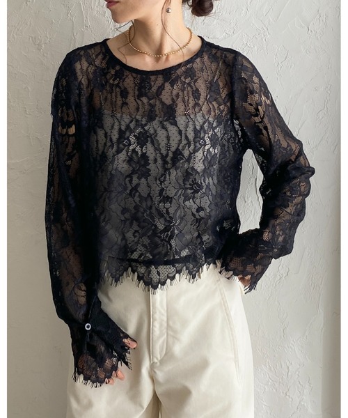 イザベルマランエトワール シアー スカラップ 刺繍 ブラウス 花柄 半袖 黒 Isabel Marant - イザベルマランエトワール シアー スカラップ 刺繍