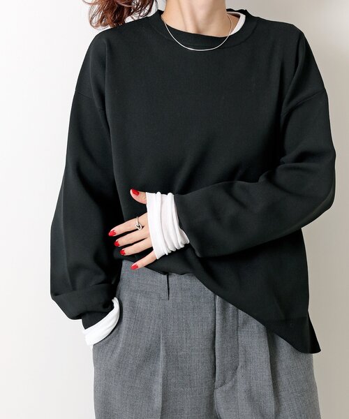 Spick & Span 長袖 クロシェニット ブラック Spick＆Span（スピック アンド スパン） 「Spick & Span」 長袖ニット