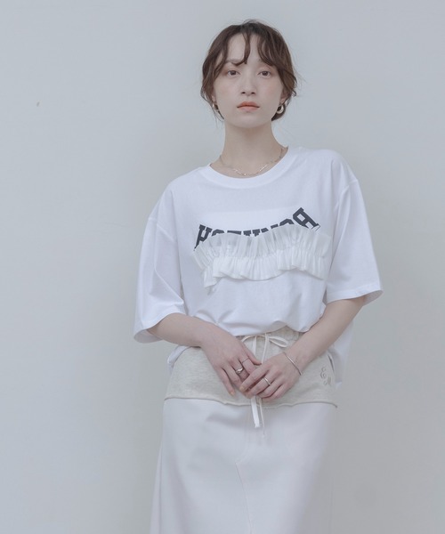 Eimee Law（エイミーロウ） tシャツ ウェーブフリルロゴプリントT