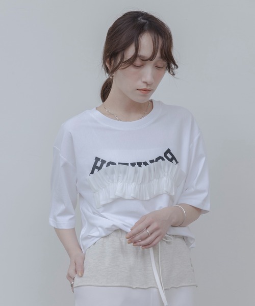 Eimee Law（エイミーロウ） tシャツ ウェーブフリルロゴプリントT