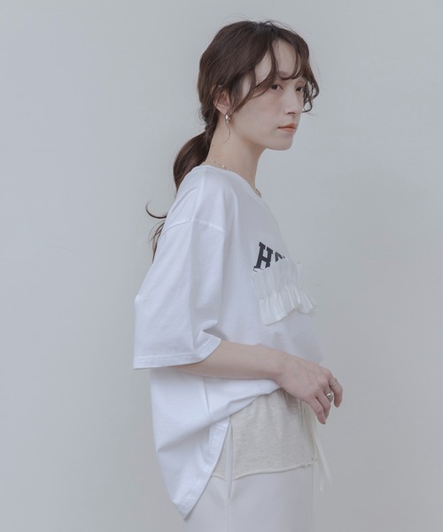 Eimee Law（エイミーロウ） tシャツ ウェーブフリルロゴプリントT