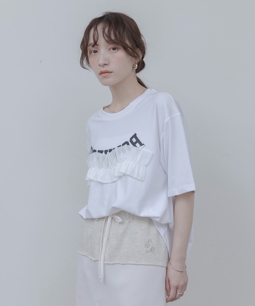 Eimee Law（エイミーロウ） tシャツ ウェーブフリルロゴプリントT