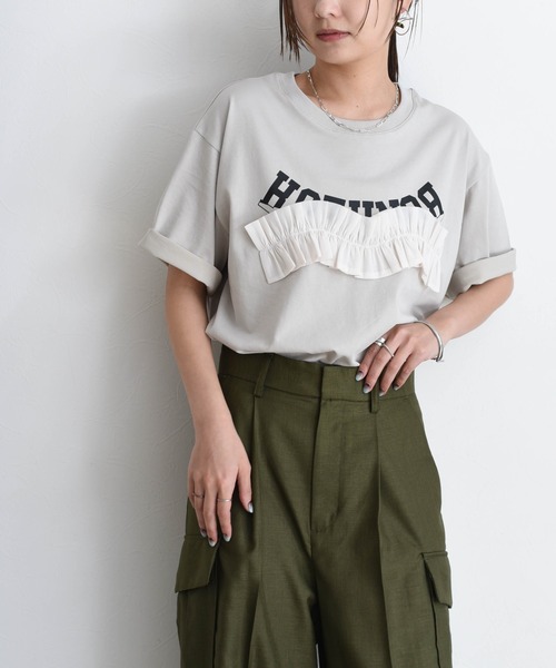 Eimee Law（エイミーロウ） tシャツ ウェーブフリルロゴプリントT