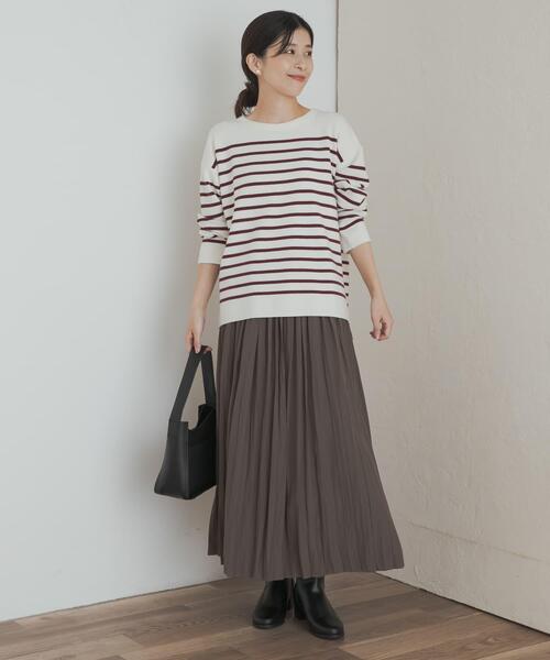 「URBAN RESEARCH DOORS」 プリーツスカート MEDIUM ボルドー レディースの画像