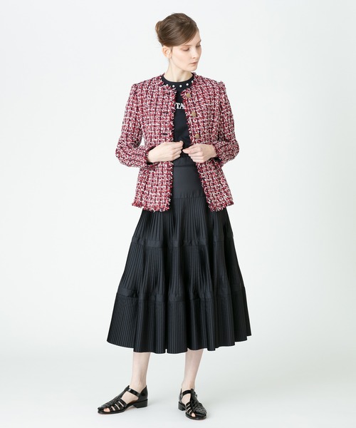 「LOULOU WILLOUGHBY」 プリーツスカート 1 ネイビー レディース_画像6