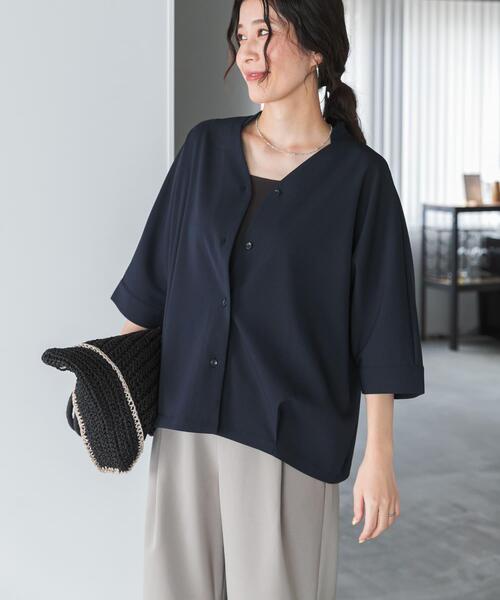 ブラウス シャツ 「仁村紗和さん着用」「UR TECH」完声/涼ドルマン半袖シャツ レディースの画像