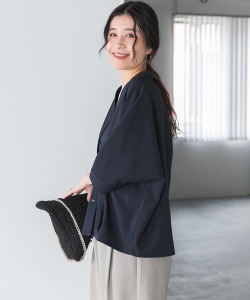 ブラウス シャツ 「仁村紗和さん着用」「UR TECH」完声/涼ドルマン半袖シャツ レディースの画像