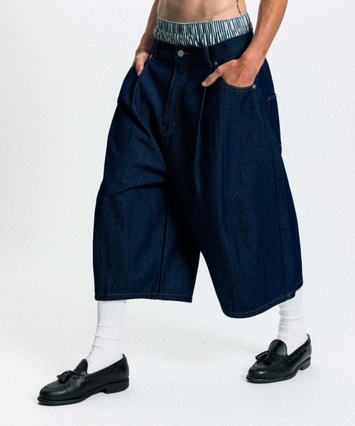 Elanque ハーフパンツ ワイドパンツ ジーンズ wide denim shorts