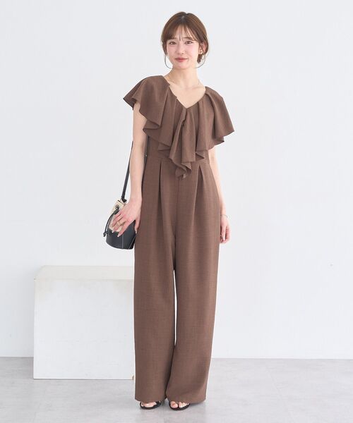 極美品 ドゥロワー ウールシャンブレーサロペット オーバーオール ブラウン 38 earth music&ecology（アース ミュージック＆エコロジー） サロペット