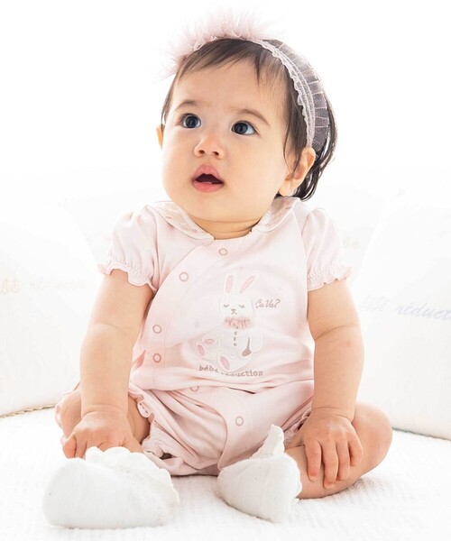 ベビー服 ロンパース 「お揃い」スムースうさぎ（ティオンちゃん）パッチ2wayオールベビー(50~75cm)
