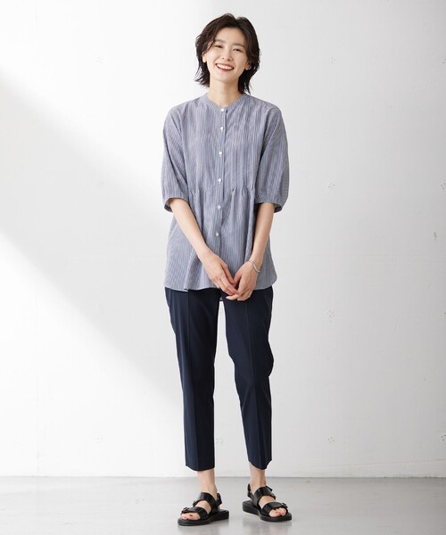 「J.PRESS」 7分袖ブラウス T13 ネイビー レディース_画像2