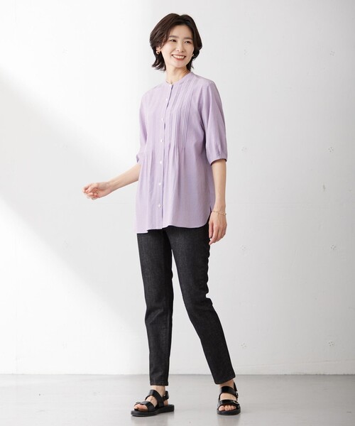 「J.PRESS」 7分袖ブラウス T13 ネイビー レディース_画像3