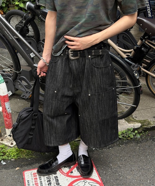 た*ぁ様 お値段以上のクオリティ！ kutir（クティール） ワイドパンツ パンツ DOUBLE KNEE DENIM JORTS