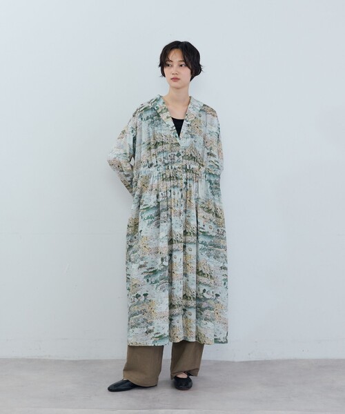 リバティ　ロングワンピース　アデュートリステス　花柄　シャツワンピース ADIEU TRISTESSE（アデュートリステス） シャツワンピース リバティ