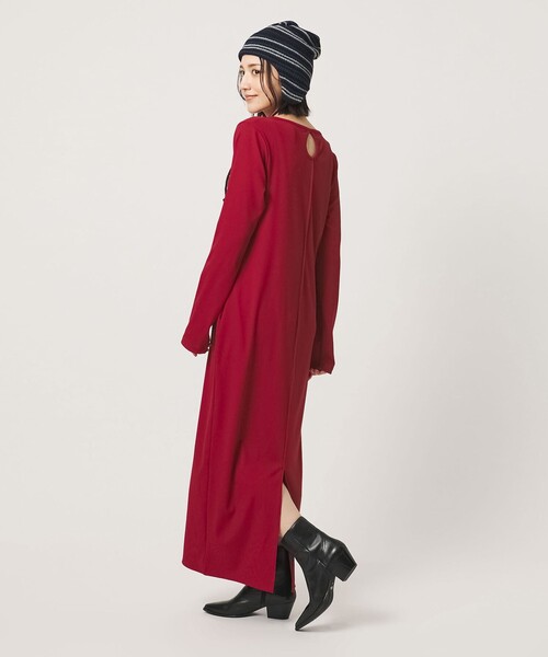 UNITED ARROWS ボルドーワンピース BEAUTY＆YOUTH UNITED ARROWS ワンピース 「WEB限定」リブ ロング