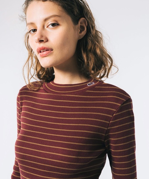 tシャツ モックネックロングスリーブTシャツ レディース
