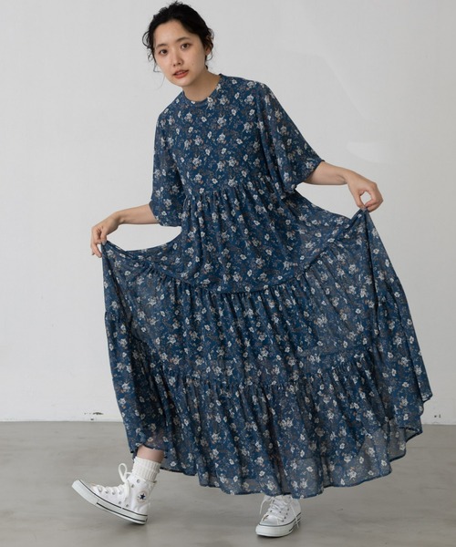 ワンピース 花柄ティアードマキシワンピース Zozotown Yahoo 店 通販 Yahoo ショッピング