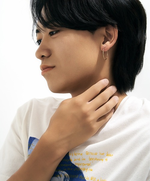 美品 K18 フープピアス シングル Jewel closet by L&Co. ピアス K18 フープ ピアス 1mm幅×25mm