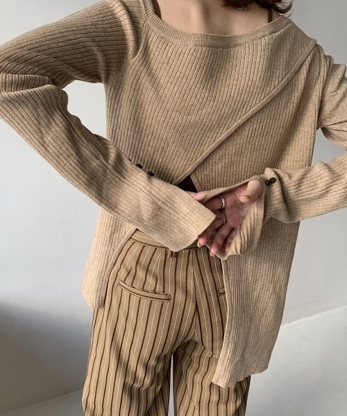 amiur トップス Amiur（エミレ） ニット asymmetry rib knit tops レディース