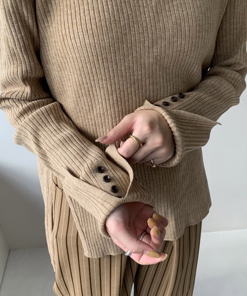 Amiur（エミレ） ニット asymmetry rib knit tops レディース