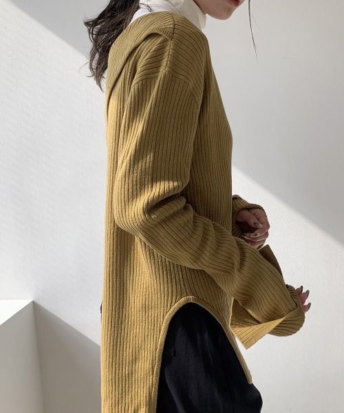 amiur トップス Amiur（エミレ） ニット asymmetry rib knit tops レディース