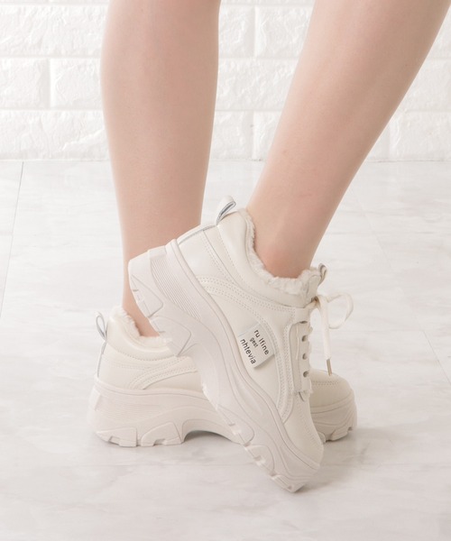 Lace Ladies スニーカー 内ボア厚底ダッドスニーカー レディース
