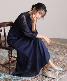 オケージョン ドレス ミモレ丈 atlo atlo ドレス 結婚式 パーティードレス ミモレ丈と袖あり