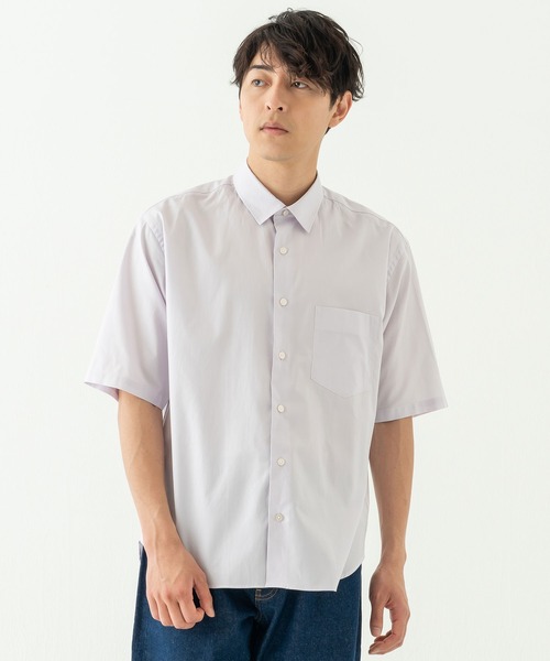 ファッション BRICK＆SONS リラックスバックプリーツシャツ半袖 シャツ トップス