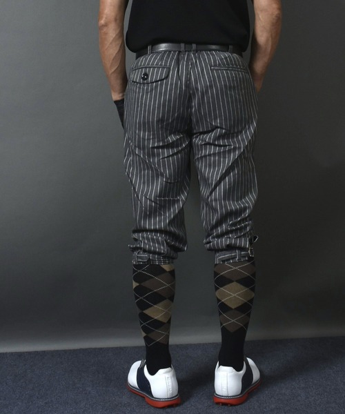 PXG レディース ゴルフパンツ グレー ストライプ COMONGOLF パンツ ストレッチ ニッカボッカーズゴルフウェア