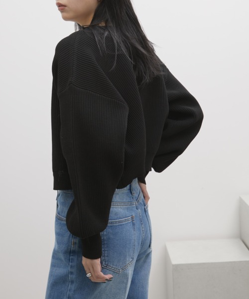 Aunt Marie's カーディガン 「前後2WAY」クルーネッククロップドカラー