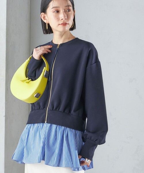 トレーナー スウェット * 「手洗い可能」3WAY ペプラム ジップ ブルゾン 24SS  レディース