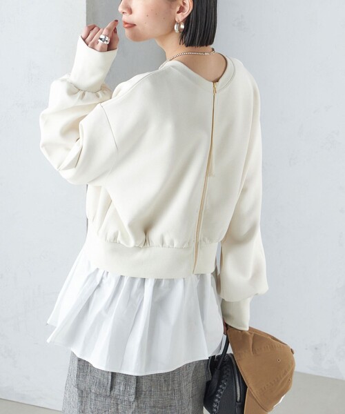 トレーナー スウェット * 「手洗い可能」3WAY ペプラム ジップ ブルゾン 24SS  レディース SHIPS トレーナー スウェット * 「手洗い可能」3WAY ペプラム