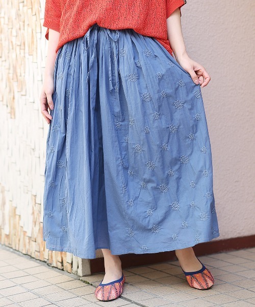 チチカカ スカート フラワー刺繍スカート「大きいサイズ