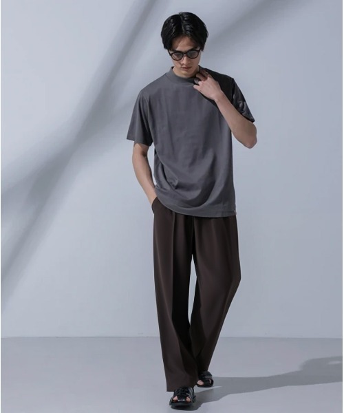 Anti Soaked(R)  汗染み防止 モックネックレギュラーシルエットTシャツ Anti Soaked(R) 汗染み防止 モックネック レギュラーシルエット