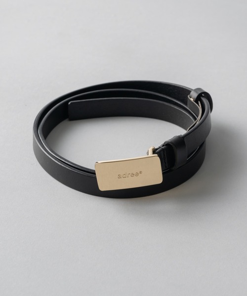adree ベルト logo plate square buckle belt/ロゴプレート