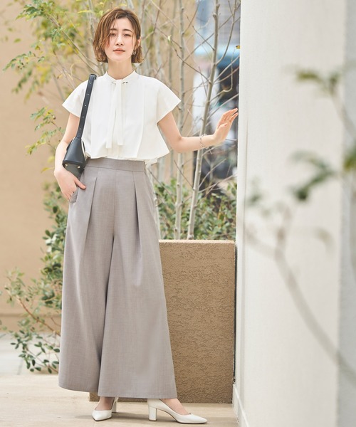 極美品♡ レリアン 洗える 麻100% パールボタン フレンチスリーブ ブラウス RUIRUE BOUTIQUE（ルイルエブティック） ブラウス シャツ 半袖 洗える