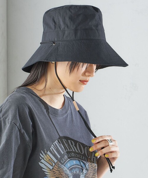 SHIPS 帽子 ハット perah:ヌメ革 ストッパー付 ワイド