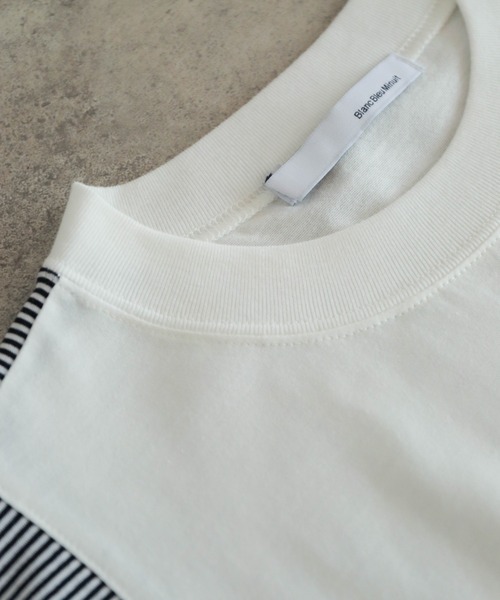 tシャツ 無地×ボーダーコンビ ノースリP/O レディース